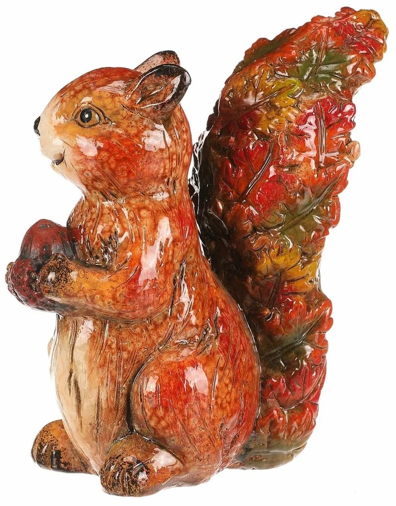 Decorație de toamnă Veveriță cu alune, 12 x 7 x 13cm, ceramică
