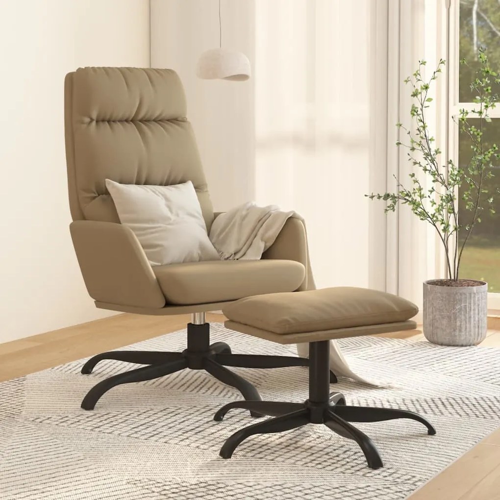 3097541 vidaXL Scaun de relaxare cu taburet, cappuccino, piele ecologică