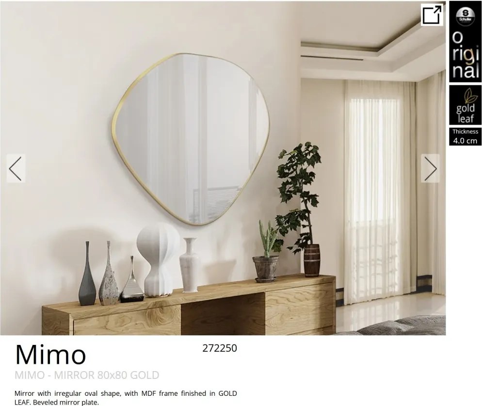 Oglinda decorativa ovala 80x80cm Mimo, aurie