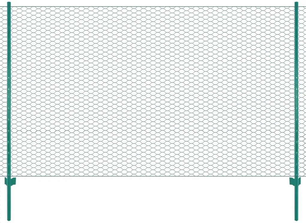 Gard din plasa de sarma cu stalpi, verde, 25 x 1,5 m, otel 1, 1.5 m, 25 m, 13 mm