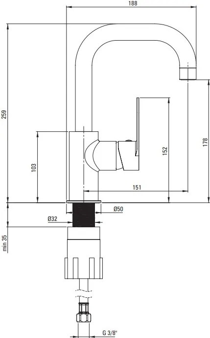 Alpinia baterie lavoar / bucatarie chrom BGA024M