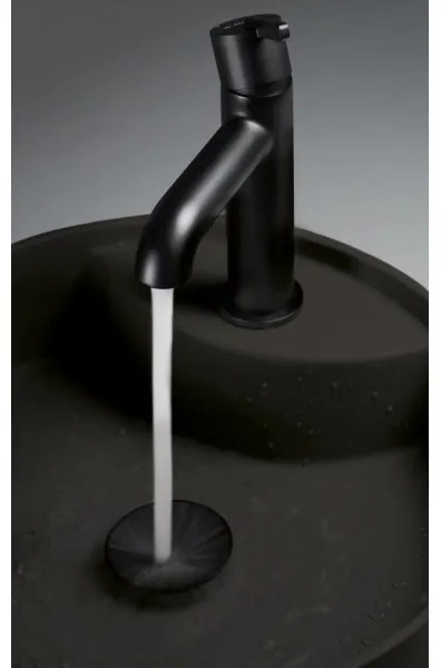 Deante CQS_NU4B - Lavoar SILIA pentru blat, cu orificiu, Ø 36 cm, granit/negru