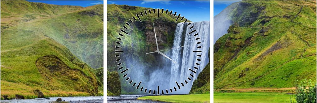 Tablou - Cascada Seljalandsfoss (cu ceas) (90x30 cm)