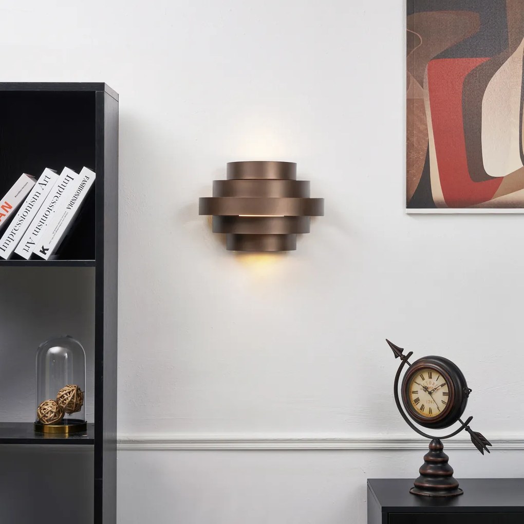 Lampă de perete modernă bronz, inclusiv LED cu estompare în 3 trepte - Lines
