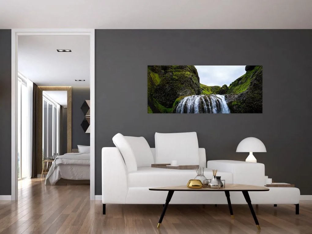 Tablou - Stânci cu cascadă (120x50 cm)