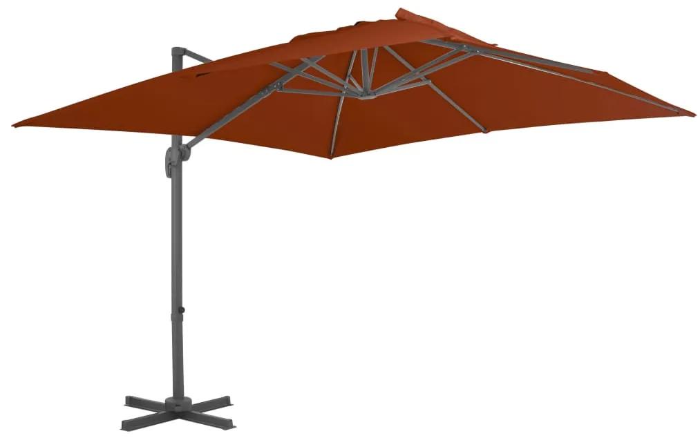 Umbrela in consola cu stalp din aluminiu, caramiziu, 300x300 cm Terracota, 300 x 300 cm