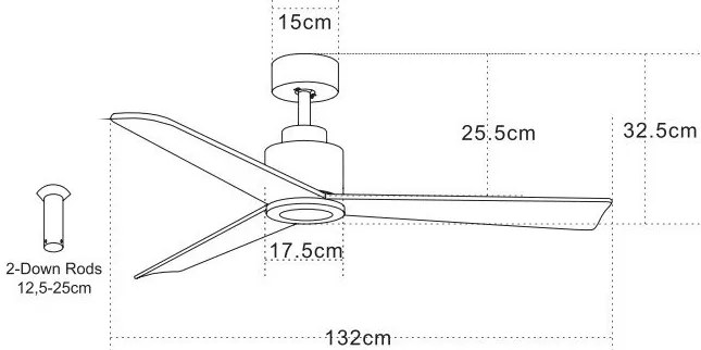 Ventilator de tavan cu telecomanda Mira lemn negru