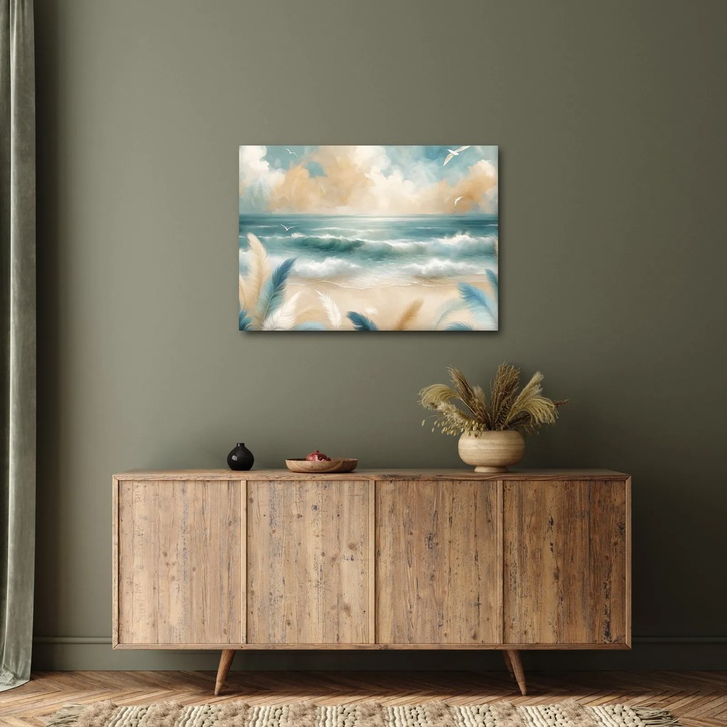 Tablou – Plajă pictată în culori delicate (70x50 cm)