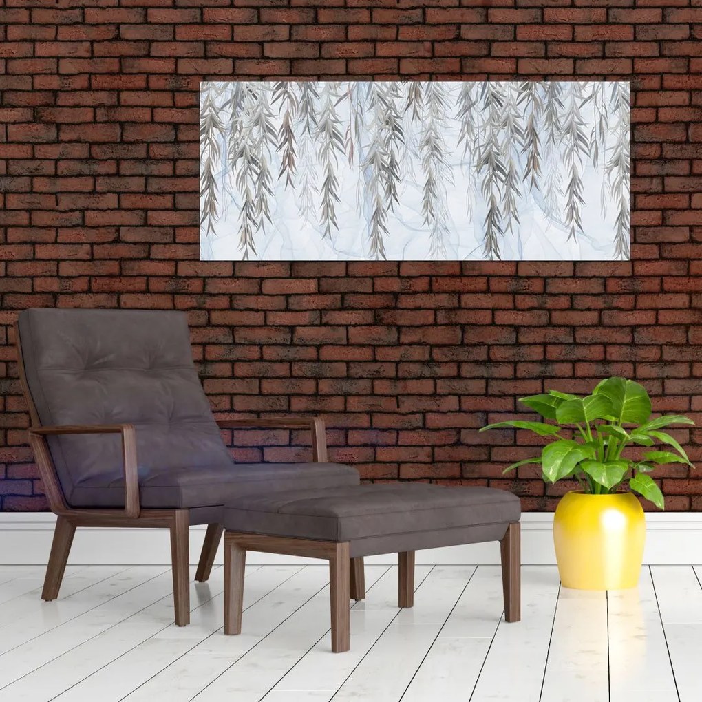 Tablou - Crenguțe de salcie fundal albastru (120x50 cm)
