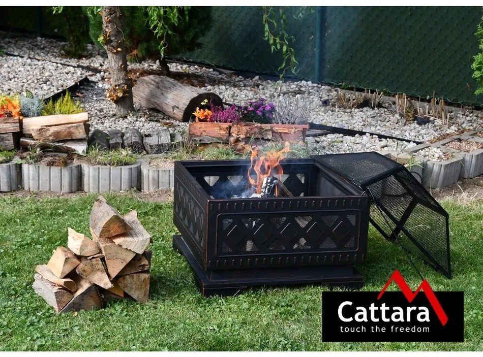 Șemineu cu capac pătrat Cattara 13009, 63,5 x 63,5x 62 cm