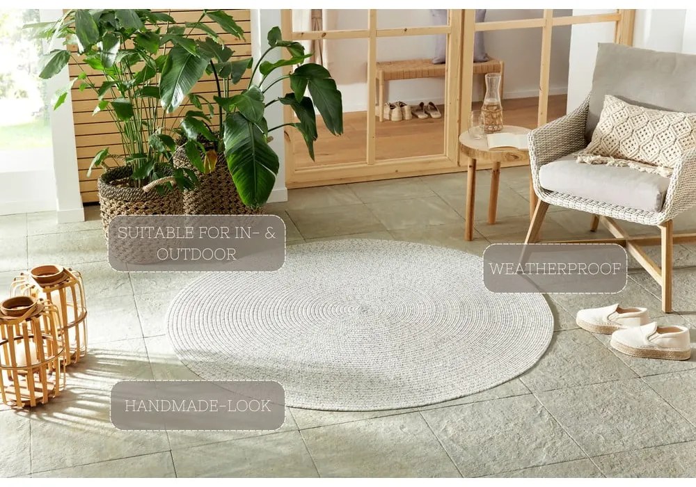 Covor alb/bej rotund de exterior ø 150 cm - NORTHRUGS