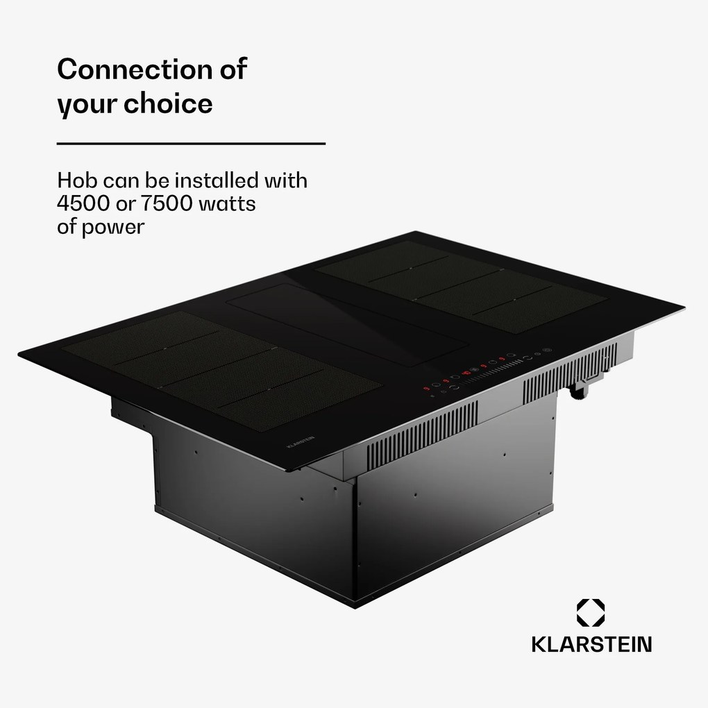 Chef-Fusion Down Air System, plită cu inducție + hotă DownAir, 77 cm, 600 m³/h EEC A+