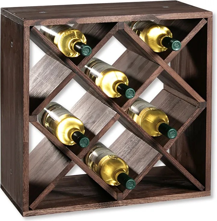 Raft pentru sticle vin Kesper 69244, 50x50x25 cm, 12 compartimente, pana la 20 de sticle, pin, maro