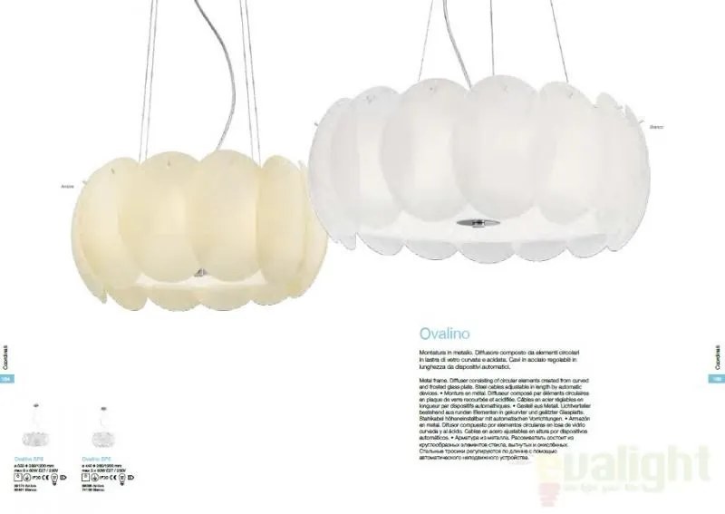 Lustra, Pendul modern inaltime reglabila, diam.44cm OVALINO SP5 BIANCO 074139