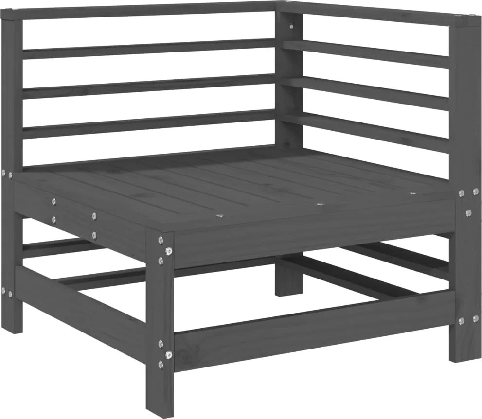 vidaXL Canapea de colț pentru grădină, gri, lemn masiv de pin