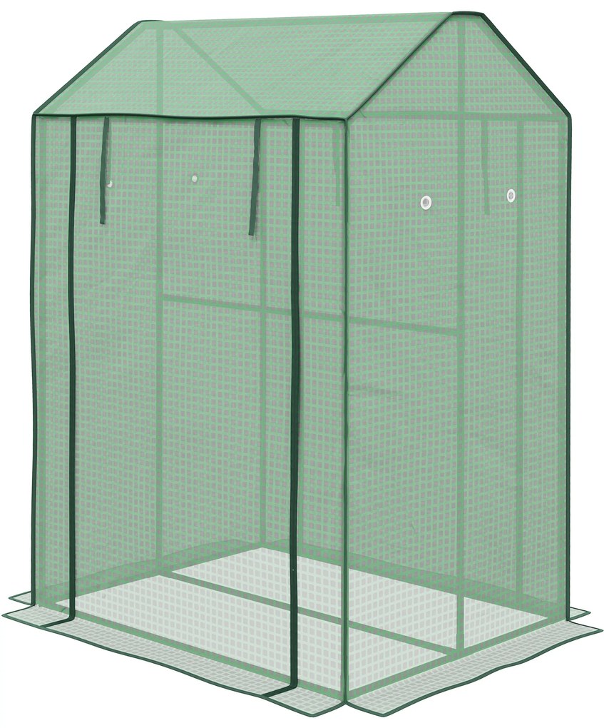 Outsunny Seră de grădină cu 2 spații și 2 uși cu role - 0,8 m² Seră pentru tomate dim. 1L x 0,8l x 1,5H m, Oțel și PE | Aosom Romania