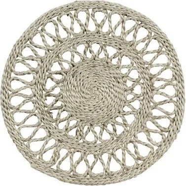 Suport pentru vase calde din iută artizanală, împletit manual, alb-natur, formă rotundă, 21,5 cm, „Emma"