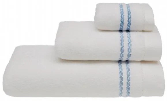 Set cadou prosoape și prosop de corp CHAINE, 3 buc Alb - broderie albastru / Blue embroidery