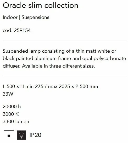 Lustra LED design modern geometric ORACLE SLIM SP D050 SQUARE 3000K ON-OFF WH