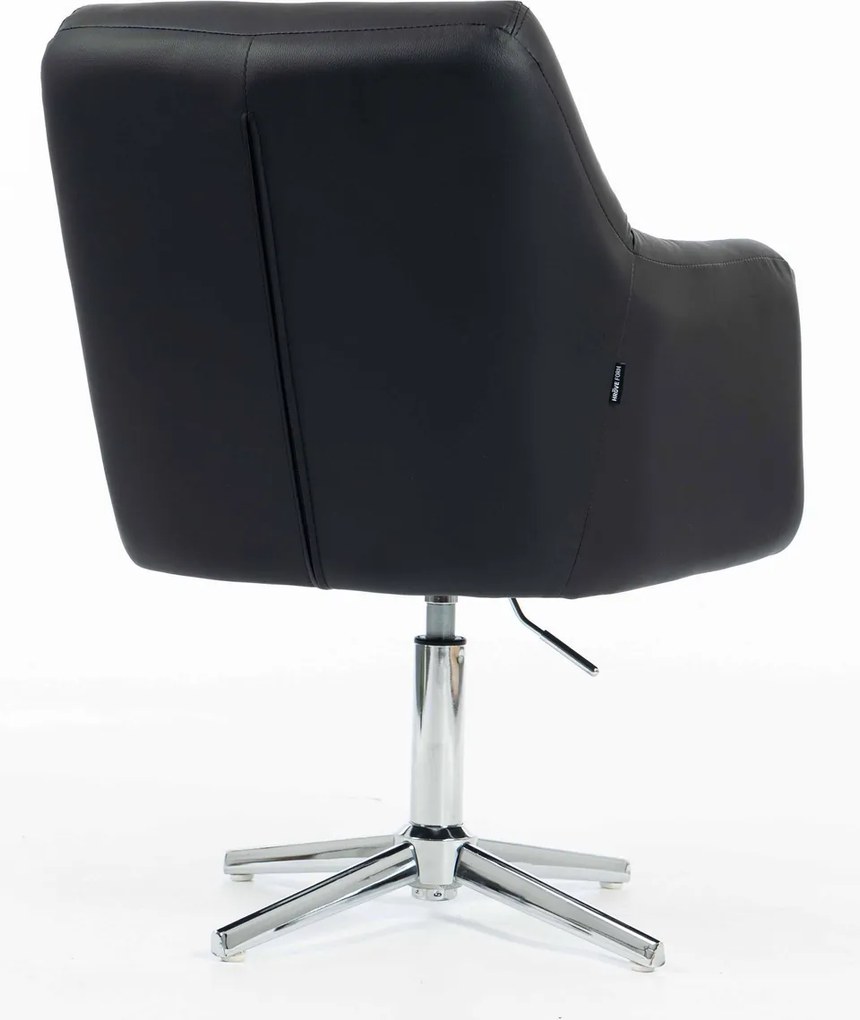 HR840CROSS Scaun Negru Piele Ecologica cu Bază Cromata