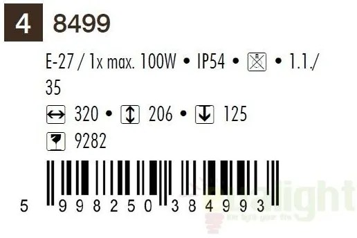 Aplica de perete exterior IP54, auriu antic Hektor 8499 RX