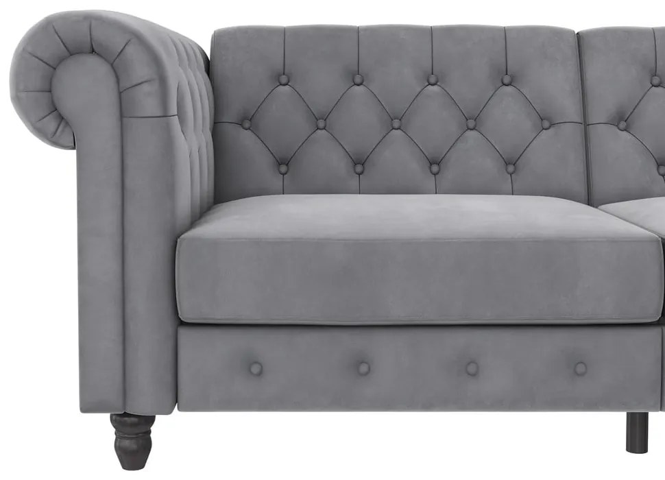 Canapea gri deschis cu tapițerie din catifea 236 cm Felix – Støraa