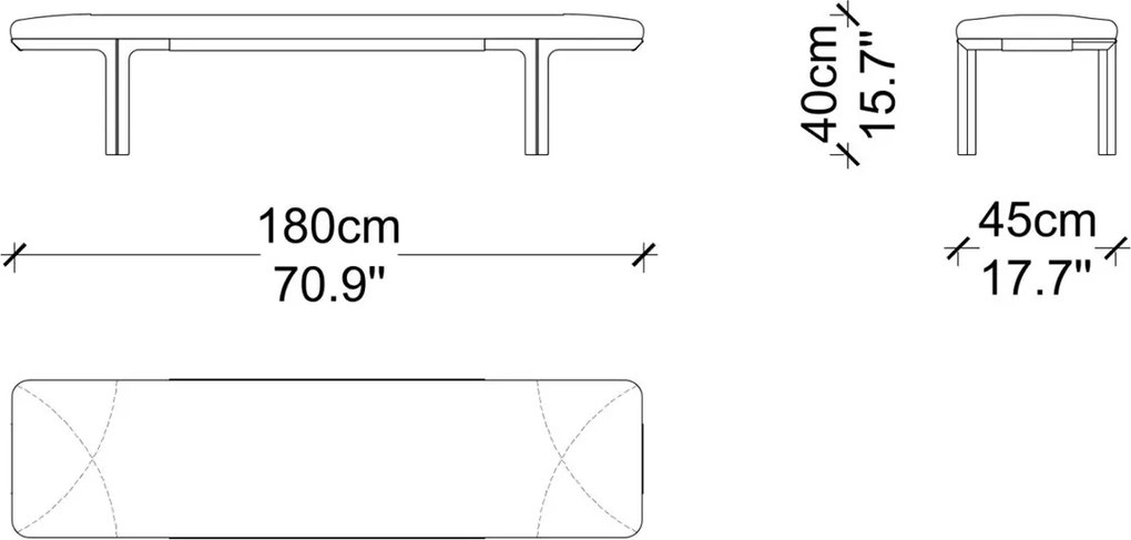 Banchetă lemn masiv Nova 180 cm