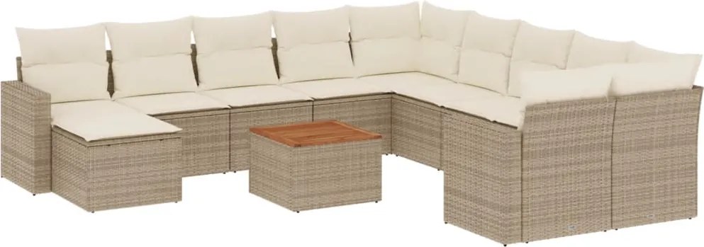 vidaXL Set canapele de grădină cu perne, 12 piese, bej, poliratan