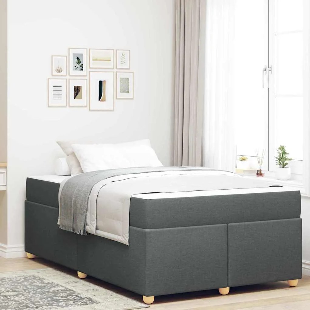 vidaXL Cadru de pat cu saltea Altele Gri închis 120 x 190 cm țesătură