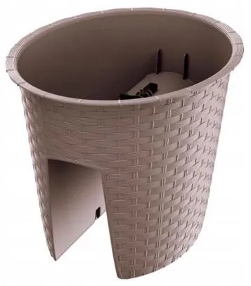 Ghiveci decorativ de flori, oval, pentru balustrade, cafeniu, 29.8x24.2x22.5 cm, Ratolla Railing Oval 