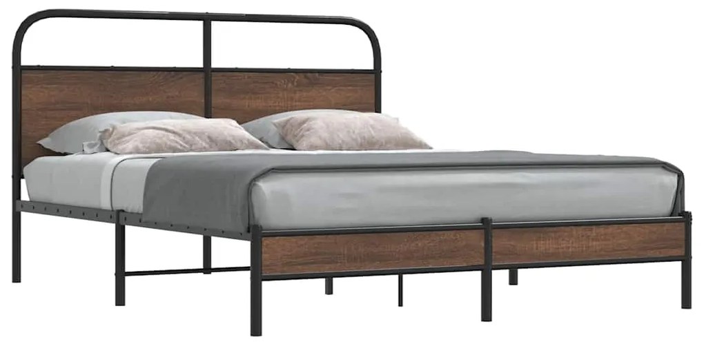vidaXL Cadru de pat fără saltea stejar maro 160x200 cm Lemn prelucrat