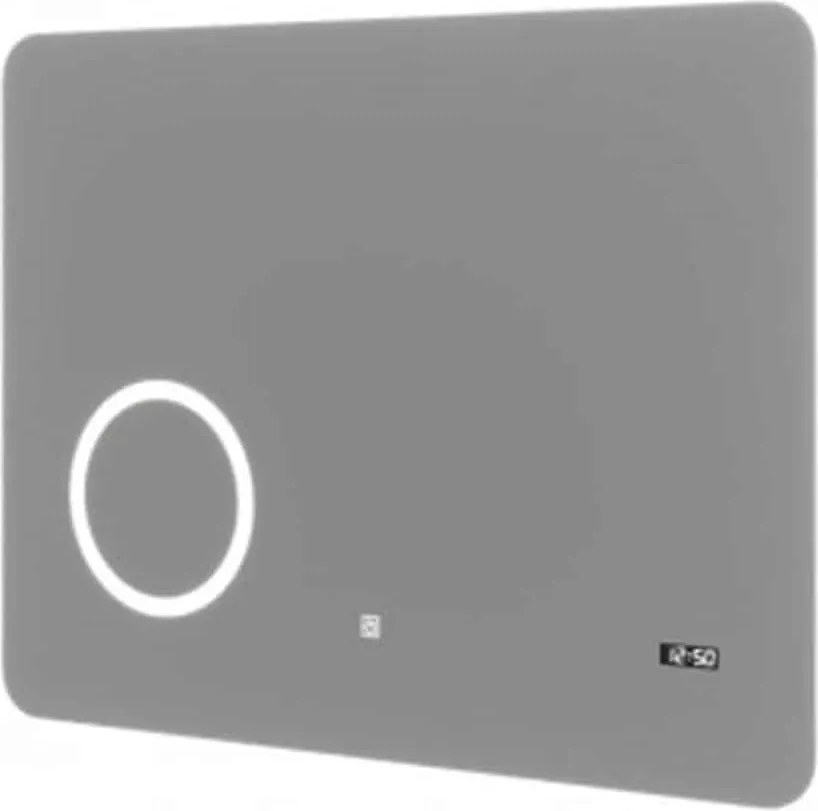 Oglindă lemn masiv cu Ceas Iluminare LED si Lupa Touch 80x60cm / 100x70cm - 80x60cm