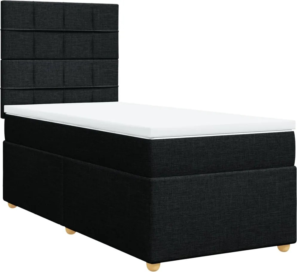 vidaXL Pat box spring cu saltea, negru, 80x200 cm, textil