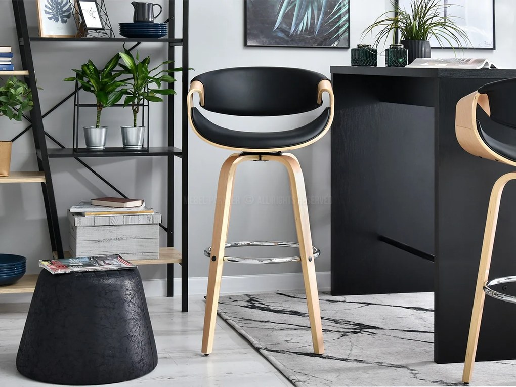 Scaun Bjorn H (stejar negru + crom). Promo -11%. 1110650