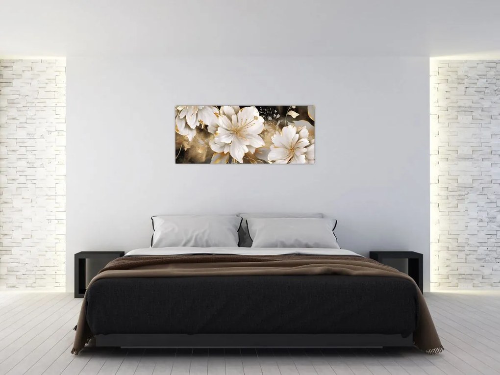Tablou - Flori în aur (120x50 cm)