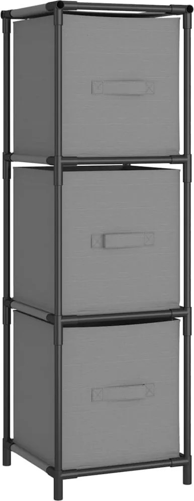 vidaXL Dulap de depozitare cu 3 sertare textile, gri 34x34x101 cm oțel