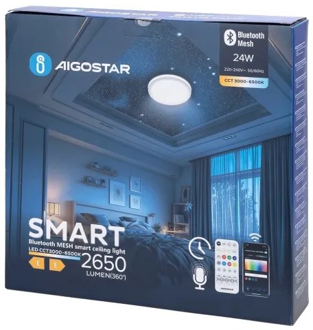 Aigostar - Plafonieră LED pentru baie LED/24W/230V IP44 + telecomandă