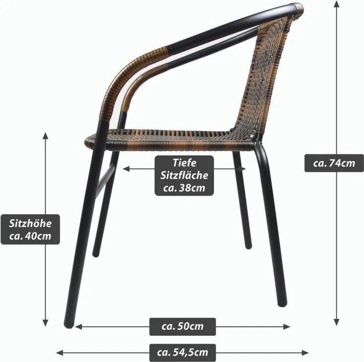 Scaun bistro de grădină, stivuibil, maro