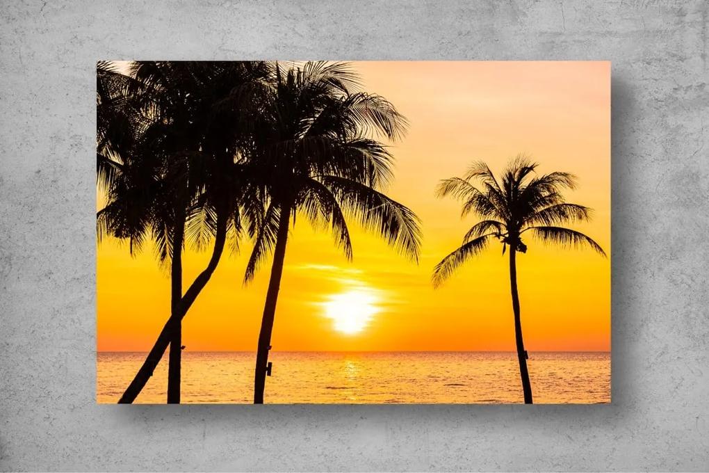 Tapet Premium Canvas - Silueta palmierilor la apusul soarelui