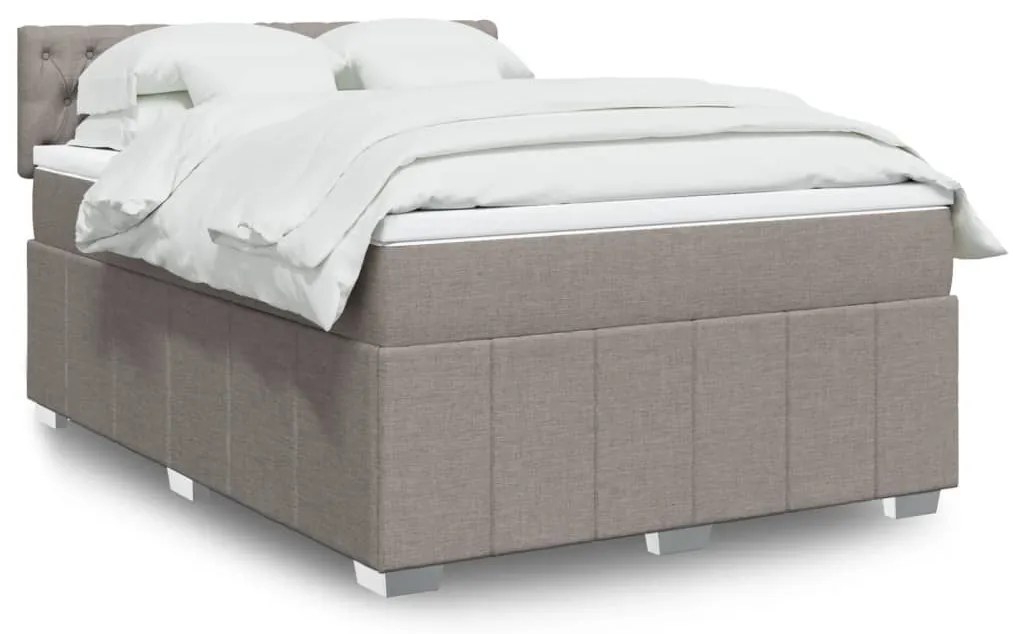 vidaXL Pat continental cu saltea gri taupe 140x200 cm material textil