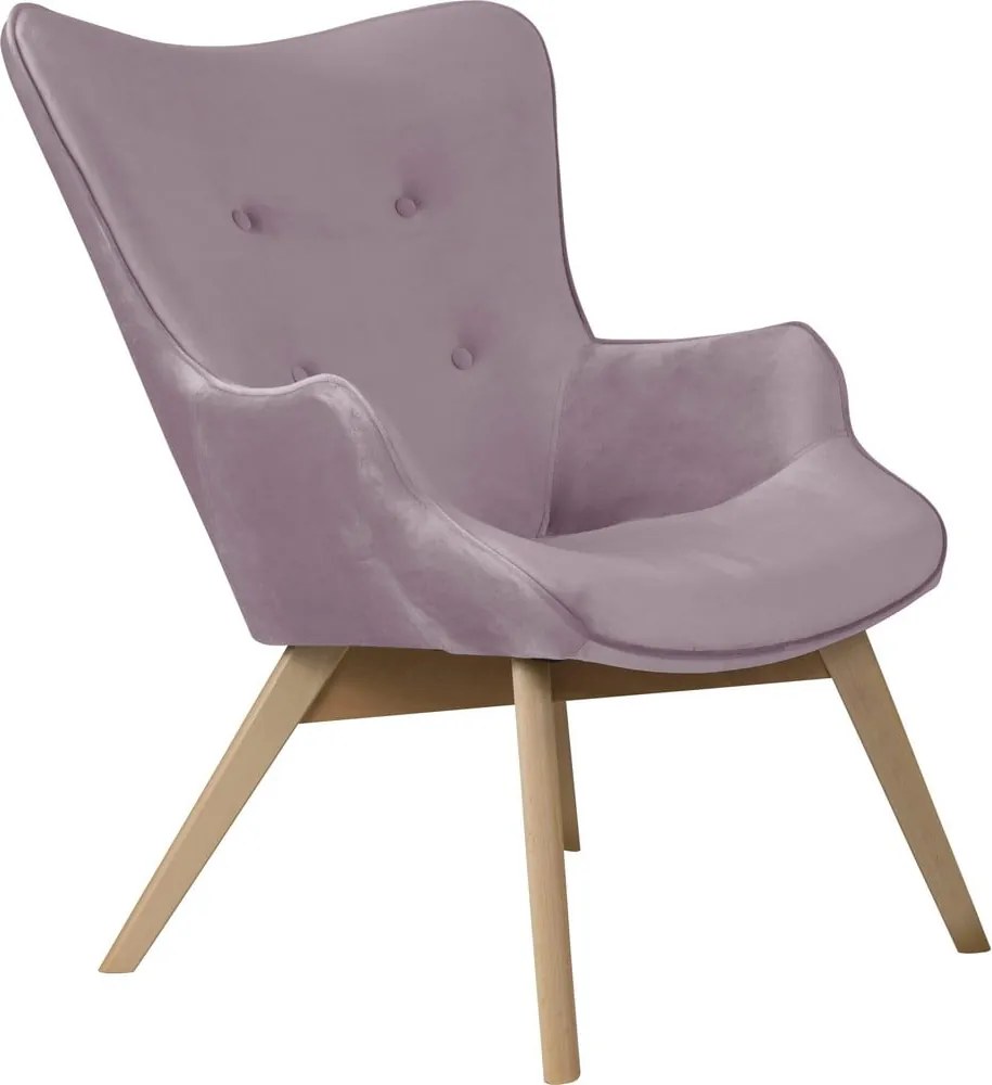 Fotoliu mov lavandă cu tapițerie din catifea Niko – Ropez