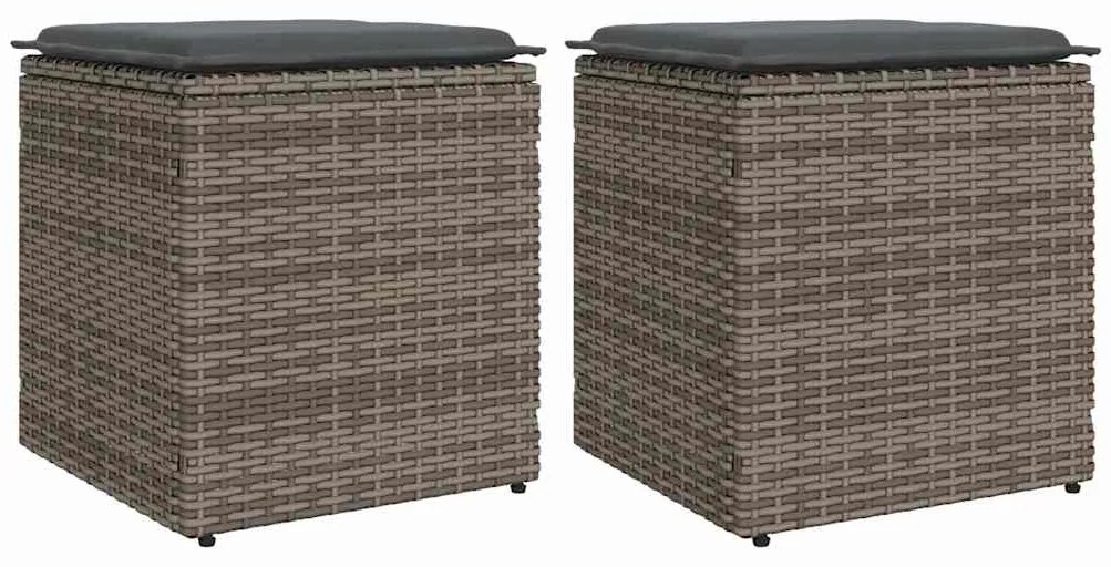 vidaXL Scaune de grădină cu perne 2 buc Gri 40x40x43 cm Poly Ratan
