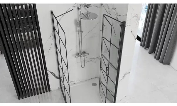 Cabina de dus dreptunghiulara cu usa pliabila Rea Molier 90x80 negru