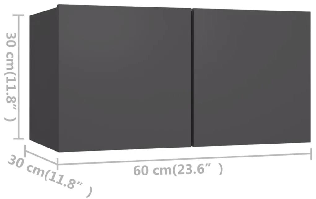 Set dulapuri TV, 4 piese, gri, PAL Gri, 60 x 30 x 30 cm, 4