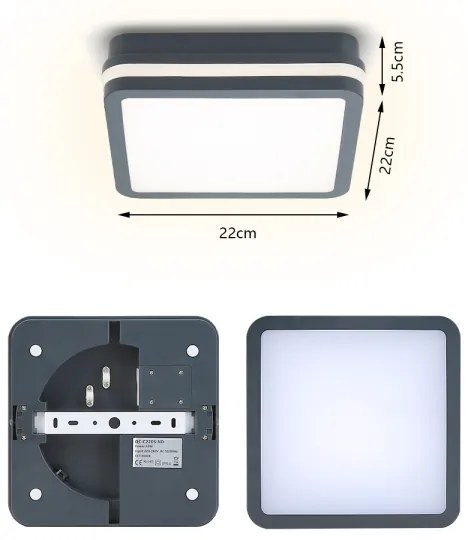 Brilagi - Corp de iluminat LED de exterior cu senzor BENE, 18W, 230V, 22x22 cm, IP54