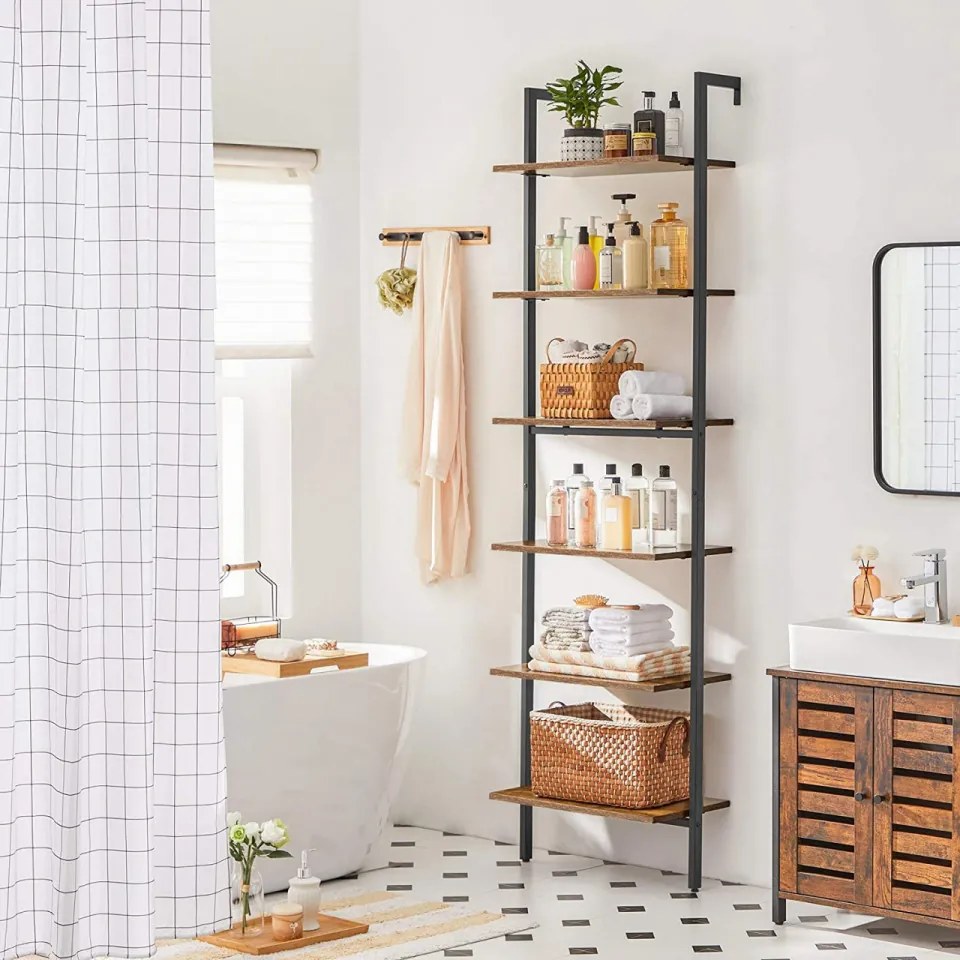 Etajera Multifunctionala Tip Scara, Maro / Negru, PAL Melaminat, Vasagle, LLS103B01
