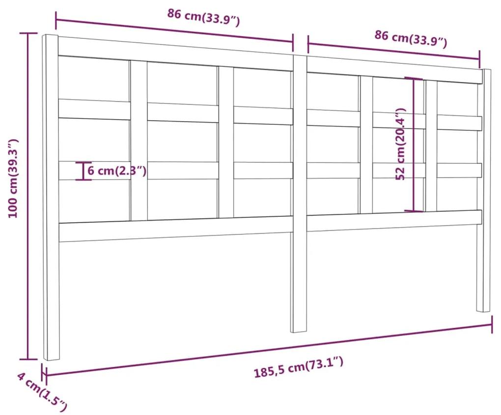 Tablie de pat, gri, 185,5x4x100 cm, lemn masiv de pin Gri, 185.5 x 4 x 100 cm, 1