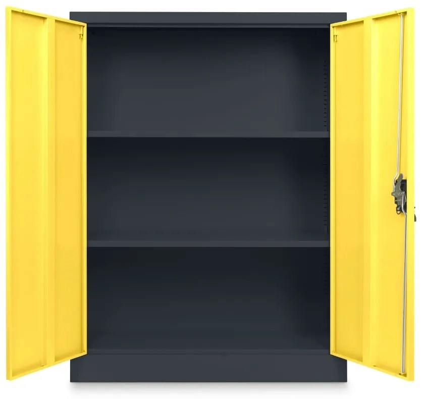 Dulap metalic universal mediu, 90 x 40 x 120 cm, încuietoare cu cilindru, galben - ral 1023