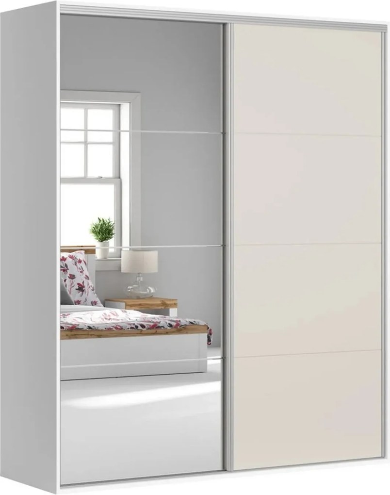 Dressing FLEX, alb/casmir, PAL, cu 2 usi, 200x66x240 cm