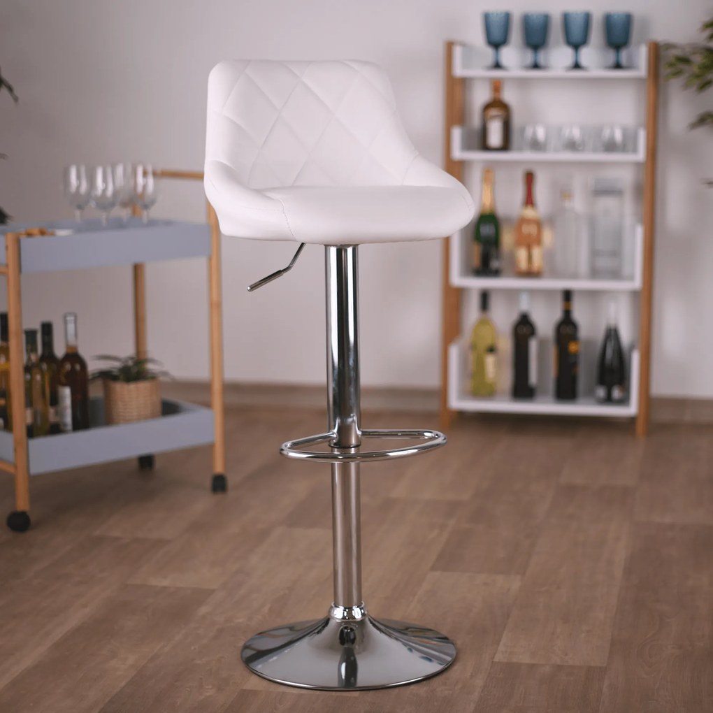 Zondo Scaun tip bar Mariora (alb piele ecologică). 1000120